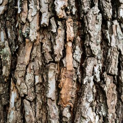 Obraz premium Close-up of weathered tree bark with layered, rough texture