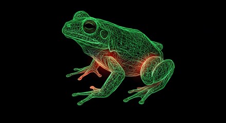 Fototapeta premium Intricate Wireframe Frog Amphibian Anatomy Digital Art Green Red