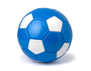 Fototapeta premium A Classic blue and white Soccer Ball Floating on a Plain White Surface
