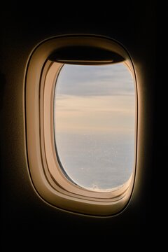 Clouds and Horizons Captured Through an Airplane Window w/ Ice Crystal