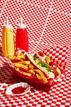 Chicago Hot Dog on Checkered Paper