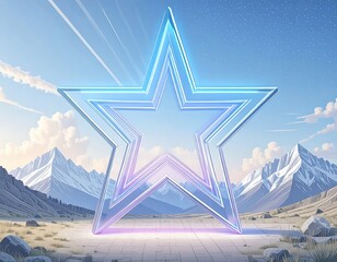 A large, glowing star in a serene landscape