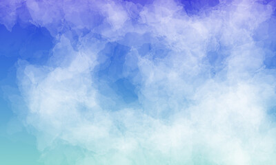 Beautiful bright blue sky with fluffy white clouds on a clear summer day