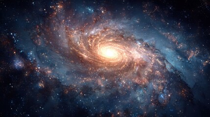 Fototapeta premium Vibrant spiral galaxy with bright central core and nebulae