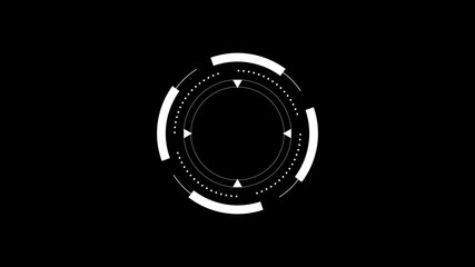 Hologram HUD circle interfaces Abstract sci-fi tunnel cyberspace. 3D portal Futuristic fantasy high-tech funnel wireframe tunnel Circle elements Sci Fi circle elements backdrop on black background. 4k