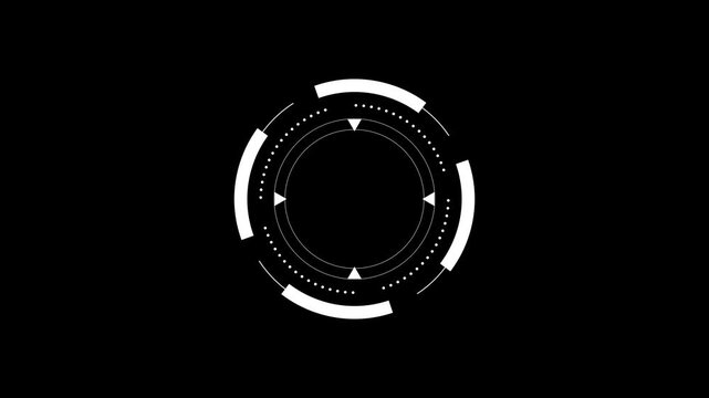 Hologram HUD circle interfaces Abstract sci-fi tunnel cyberspace. 3D portal Futuristic fantasy high-tech funnel wireframe tunnel Circle elements Sci Fi circle elements backdrop on black background. 4k