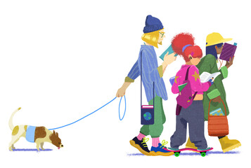 Teens with dog