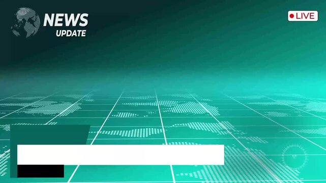 Cyan color breaking news template with red animated background and text. Modern news live streaming TV broadcast backdrop. against global spinning earth cyber and futuristic style - Powered by Adobe