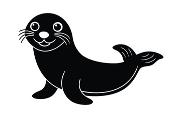 cute cartoon vector icon of a smiling seal  playfu