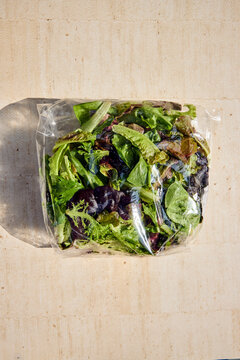 Salad in a plastic bag