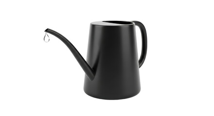 Isolated black watering can with a droplet, home and garden tool, water, plant care