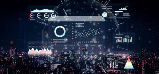 A financial and marketing KPI dashboard for business analytics and strategy. A report showing...