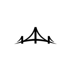 A sleek, minimalist silhouette of the iconic Golden Gate Bridge in stark black lines.