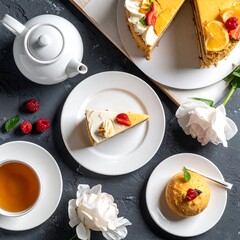 A layered dessert arrangement