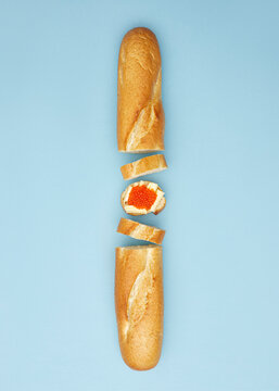 Baguette Slice with Butter and Caviar