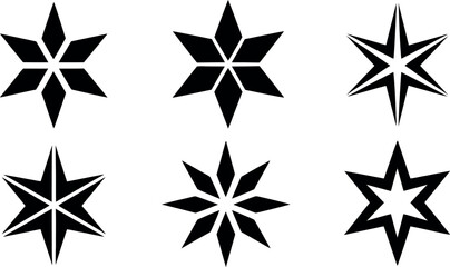 Abstract Star Design with Sharp Points and Geometric Shapes Isolated