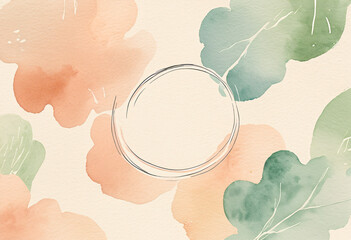 Watercolor Background with Leaves