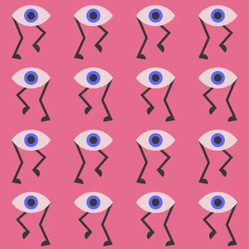 Seamless pattern with running eyes