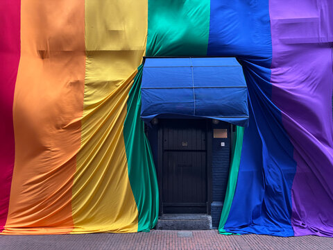 rainbow cloth on wall