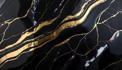Black and Gold Abstract Marble Surface