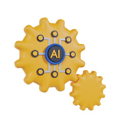 Digital AI 3D Icon – Colorful Smart Technology Vector