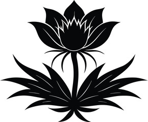 Pasque Flower Silhouette Illustration | Pasque Bloom Outline