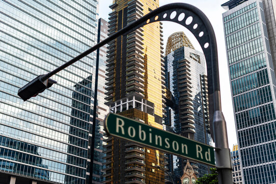 Office buildings towers at golden hour