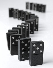 A line of dominoes arranged in a curve