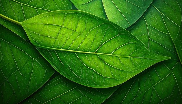 Close-up vibrant green leaves