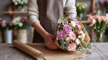 Beautiful flower bouquet arrangement by florist for gift delivery order online flower shop floral design studio