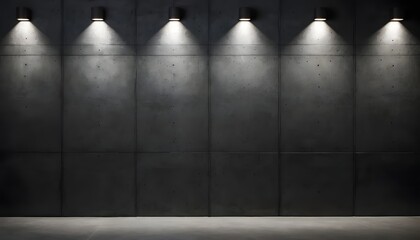 Black concrete wall, dark empty room