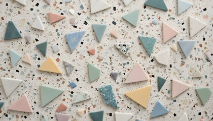 Terrazzo flooring with a multicolored decorative pattern