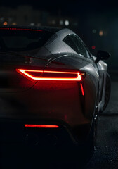 High Performance Automobile Back Design Advertisement Modern Luxury Car Rear Night View
