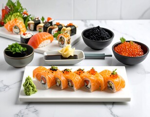 Assorted sushi platter on marble (1)