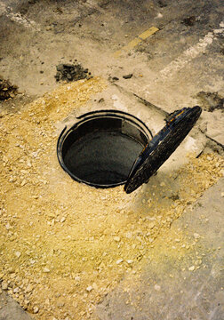 Open manhole