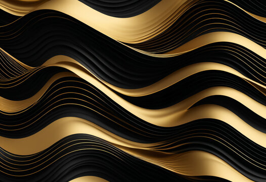 Abstract Gold and Black Wave Pattern
