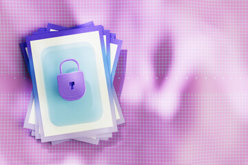  3D render illustrating online data protection concept with padl