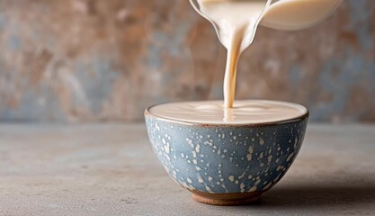 a stream of soy milk pouring out
