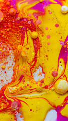 Vibrant abstract background with yellow pink orange liquid bubbles marble texture summer art design