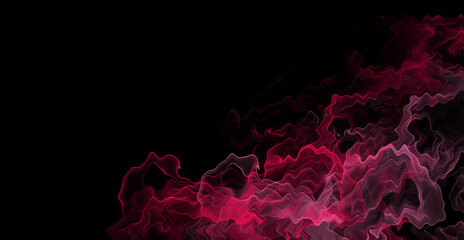 Elegant, flowing pink smoke trails across a stark black background with wispy design.