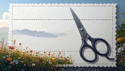 A vintage photo, scissors poised