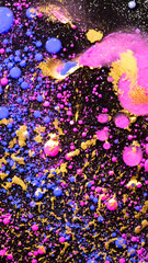 Abstract glamour background with neon pink gold glitter bubbles liquid texture luxury party fashion design