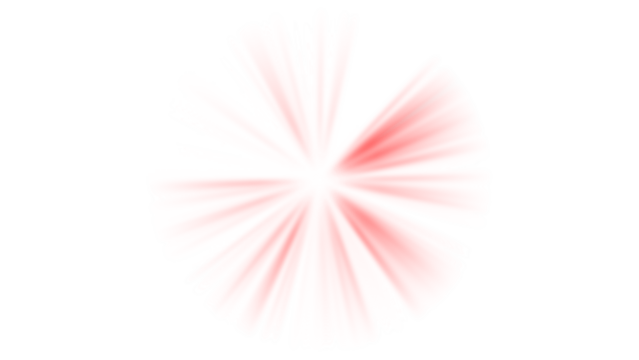 Abstract red and white burst emanating from a central light against black backdrop.