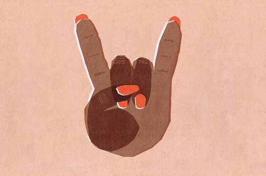 Black Hand Making Rock Gesture
