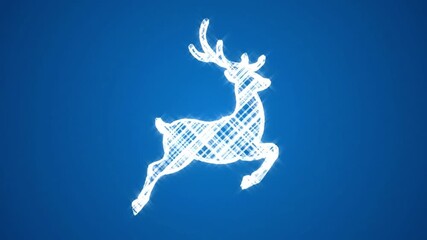Animated white reindeer silhouette with decorative pattern on a blue background, symbolizing Christmas and winter holidays. - Powered by Adobe