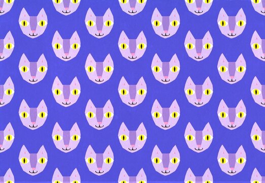 Fototapeta Cat Faces Pattern illustration