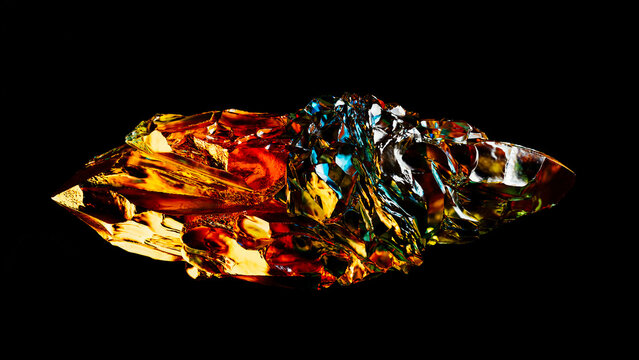 Rough diamond crystal displaying vibrant textures and colors