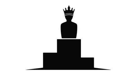 Silhouette of a crowned figure standing on a podium, symbolizing achievement and leadership.
