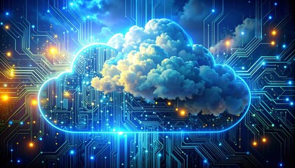 Cloud computing, technology, futuristic