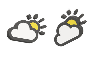 3d weather cloud sun icon